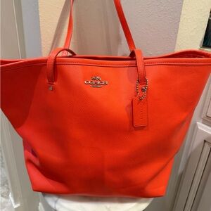 Coach Vibrant Orange Leather Tote